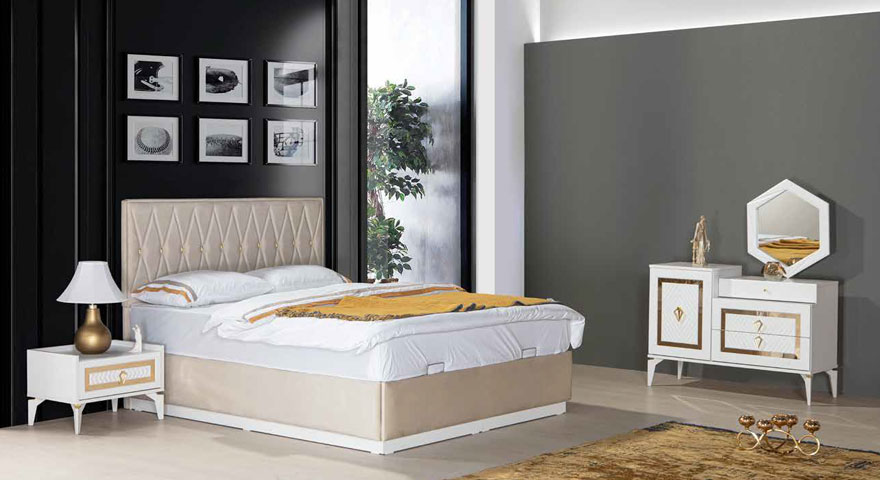 villa beyaz mdf yatak odası